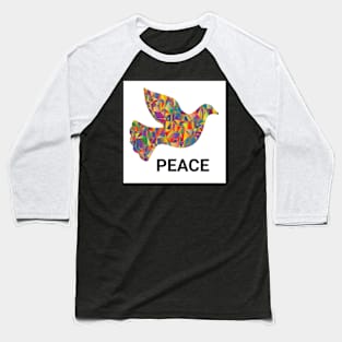 Dove in multicoloured design with peace writing Baseball T-Shirt